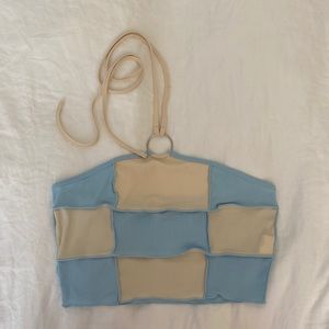 Blue White Halter Top
